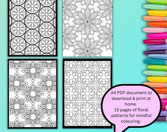 Mindful Patterns Coloring Book: Hand-Drawn Designs (A4 PDF Digital Download)