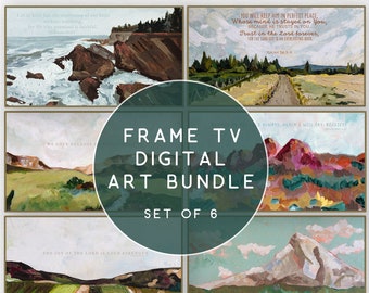 Frame TV Art Bundle Digital Download Scripture Art Samsung Frame Christian Frame TV Bible Art Set Landscape Painting Art Bible Verse Pretty