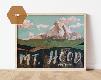 Mt. Hood Painting, Portland Poster, Portland Art Print, Mt. Hood Oregon, Oregon Art, Portland Painting, Portland PNW Print, Oregon Souvenir