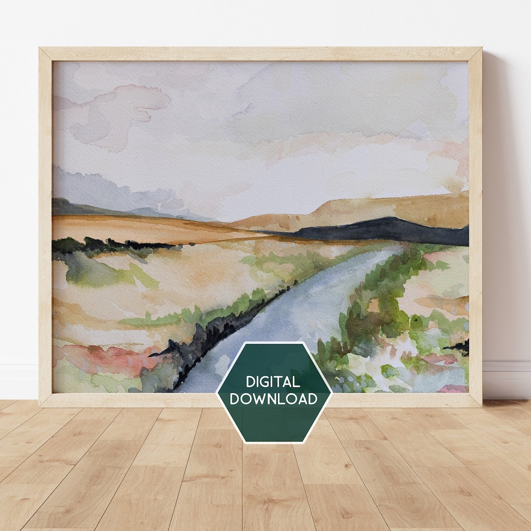 Abstract Watercolor Landscape, Printable Nature Art, Digital Download ...