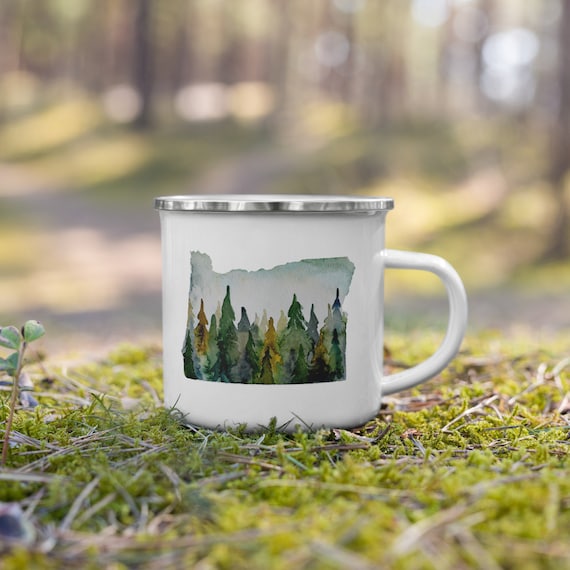 Oregon Camping Mug, Oregon State Watercolor Coffee Cup, Backpackers Mug, Hiker Gift Cup, Watercolor Forest Art Mug, Oregon Coffee Cup - Etsy
