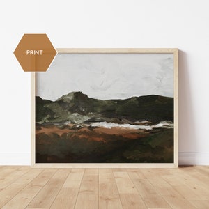 Pintura acrílica de paisagem sombria, arte sombria, impressão artística minimalista, paisagem abstrata, arte de parede, pintura de paisagem, impressão de pintura