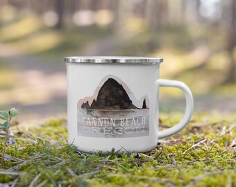 Oregon Camping Mug, Oregon State Watercolor Cup, Backpackers mug, Oregon Hiking Cup, Haystack Rock Mug, Oregon Coffee Cup, Cannon Beach Mug