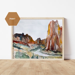 Smith Rock Watercolor, Oregon Watercolor Print, Smith Rock Oregon Art, Smith Rock Painting, Bend Oregon, Hiker Gift, Traveler Gift Print