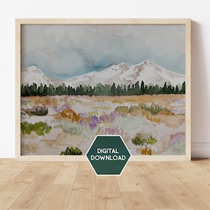Digital Download Three Sisters Watercolor, Oregon Watercolor, Sisters Oregon Art, Three Sisters Painting, Sisters Digital Art, Hiker Gift