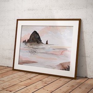 Haystack Rock Print, Cannon Beach, Oregon Watercolor Wall Art, Coastal Watercolor, Oregon Art, Seaside Watercolor Art, Oregon Souvenir Gift image 5