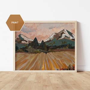 Three Sisters Oregon Painting, Bend Oregon Art, Three Sisters Mountains Print, hiking art gift, Landscape Art, Central Oregon Art, Cascades