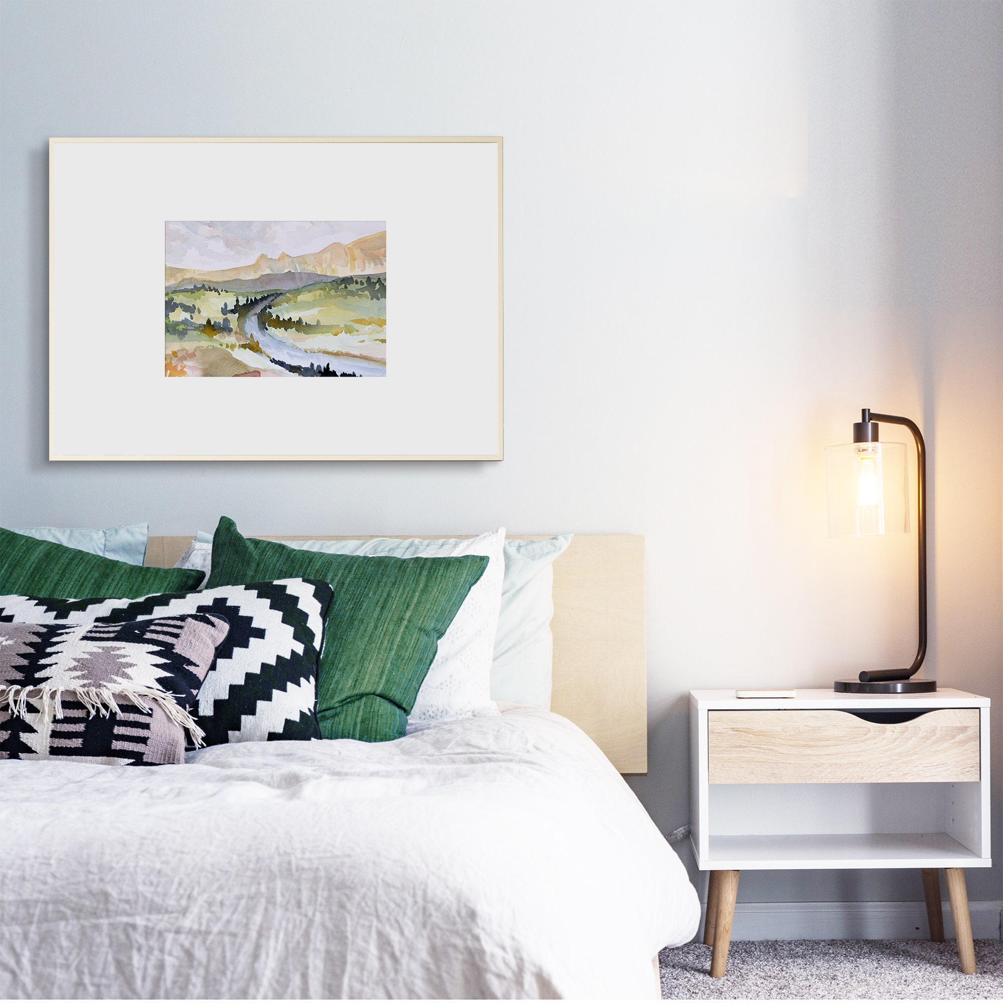 Abstract Watercolor Landscape, Watercolor Nature Art, Oregon Watercolor