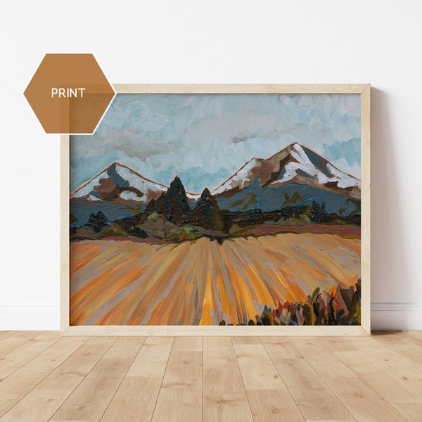 Three Sisters Oregon Painting, Bend Oregon Art, Three Sisters Mountains Print, Oregon Painting Gift, Hiker Gift Art, Central Oregon Art