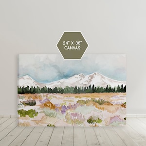 Three Sisters Oregon Watercolor, Bend Oregon Art, Sisters Mountains Print, Oregon Decor, Landscape Art, Oregon painting, mountain art canvas