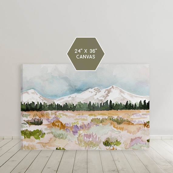 24x36 Canvas, Three Sisters Oregon Watercolor, Bend Oregon Art, Sisters  Mountains Print, Oregon Decor, Landscape Art, Oregon Painting 