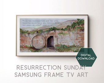 Watercolor Easter Frame TV Art Scripture TV Art Samsung Frame Christian Painting Frame TV Bible Art Resurrection Sunday Art He is Risen Art