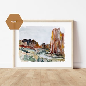 Smith Rock Watercolor, Oregon Watercolor Print, Smith Rock Oregon Art, Smith Rock Painting, Bend Oregon Hiker Gift, Desert Watercolor Poster