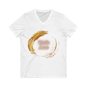Hello Love V-Neck T-Shirt: Bella+Canvas Cotton Tee