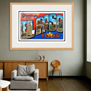 El Paso Texas Art Print: Retro Vintage Southwest Travel Poster