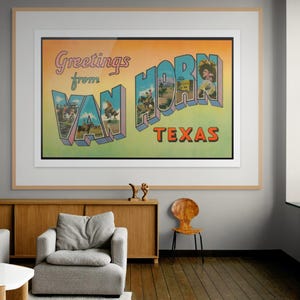 Van Horn Texas Vintage Postkartendruck - Herkunft Raum Startplatz Blau | West Texas Reise-Souvenir | Weltraum Exploration Dekor