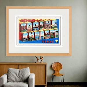 Impression d'art Corpus Christi, carte postale vintage Texas Art mural affiche déco