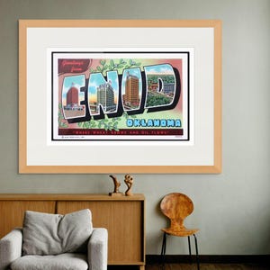 Enid Oklahoma-kunstprint: wanddecoratie vintage reispostkaart