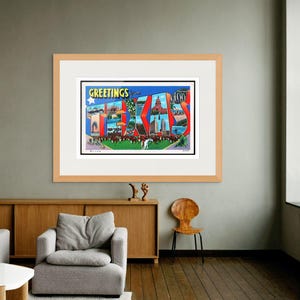 Stampa artistica del Texas, saluti dal Texas – Serpenti a sonagli e mandrie di bestiame Poster di viaggio vintage Stampa artistica retrò