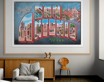 Vintage San Antonio Texas Print: Alamo & Historic Downtown