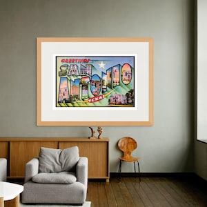 Stampa artistica di San Antonio, saluti da San Antonio, Texas – Poster di viaggio vintage Stampa artistica da parete retrò