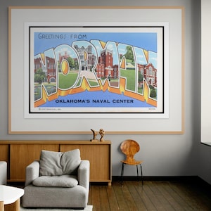 Norman Oklahoma Vintage Postkartendruck – Retro College Town Wall Art | Historisches OU Dekor | Reise-Souvenir aus Heartland USA