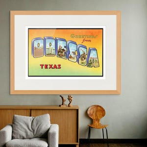 Odessa Art Print, Saudações de Odessa Texas Vintage Postcard Wall Art Decor