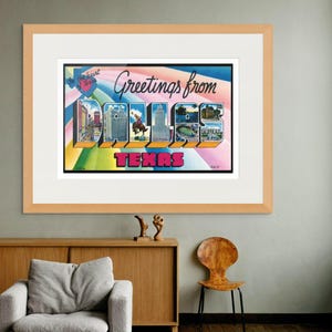 Dallas Texas Art Print, Saudações de Dallas Texas Vintage Postcard Wall Art Decor Poster
