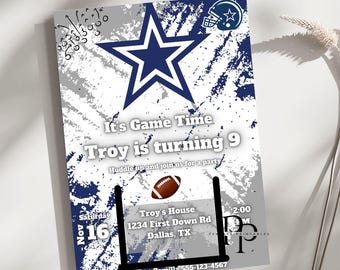 Dallas Cowboys Birthday Invitation, Football Birthday Party, Touchdown birthday, Editable Canva Template, Cowboys Fans Birthday, MVP Party