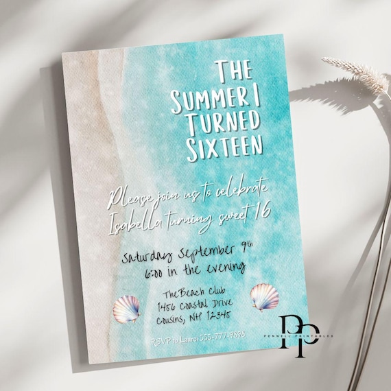 Sweet 16 Beach Party Invitation: the Summer I Turned Pretty Theme