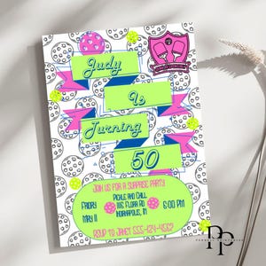 Pickle ball Birthday Invitation, Custom Birthday Invitation, 50th Birthday Invitation, Editable Birthday Template, Retro Birthday Invitation