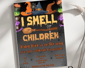 I Smell Children Halloween Baby Shower Invitation (Editable Template)