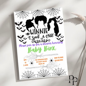 I Smell a Child Baby Shower Invitation, Editable Invitation Template, Boy or Girl Baby Shower Invitation, Halloween Baby Shower Invite