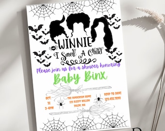 I Smell a Child Baby Shower Invitation: Editable Halloween Theme (Digital Download)