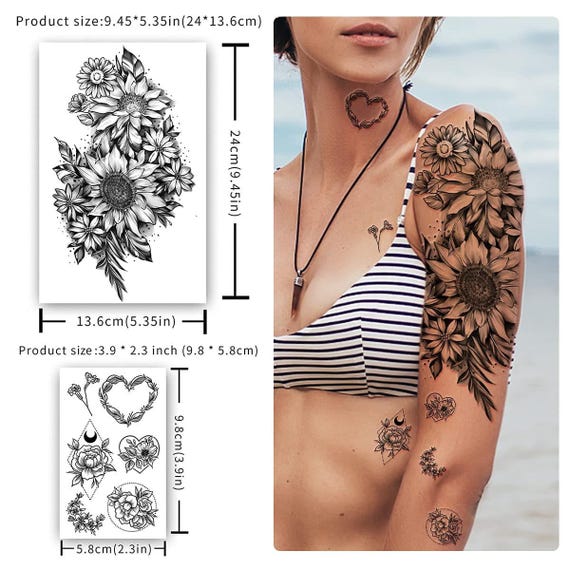 Beautiful Sunflower Temporary Tattoo - Etsy 