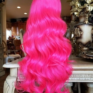 Hot Pink Beauty Wavy  Lace Front Wig