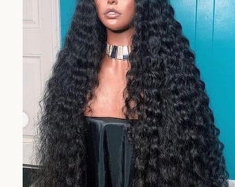 Curly Virgin Human Hair Lace Front Wig 34-40 inches