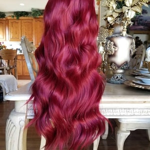 Dark Red Wavy Lace Front Wig