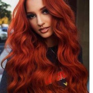 Copper Red Beauty Waves Lace Front Wig Goddess Beauty Wig Auburn