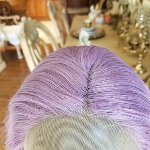 Lilac//Light Purple//Curly//Wavy// Lace Front Wig//Wig//Human Hair//Synthetic Hair - Goddess Beauty Royal Wigs