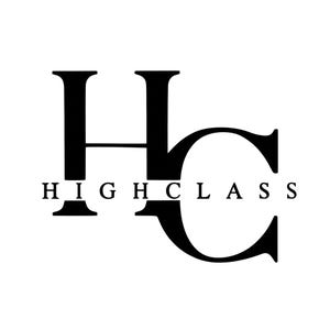 May include: A black graphic logo featuring the large capital letters H and C intertwined, with the word HIGH CLASS printed in a smaller, sans-serif font centered horizontally across the bottom portion of the letters on a white background.