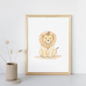 Póster infantil León África - Ilustración delicada, decoración para habitación de bebé, regalo encantador
