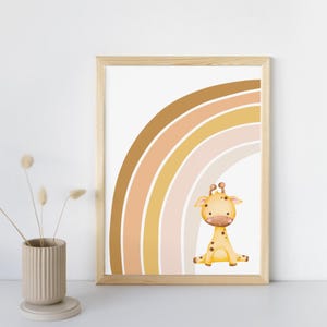 Póster infantil Jirafa Lazo - Ilustración delicada, decoración para habitación de bebé, regalo encantador