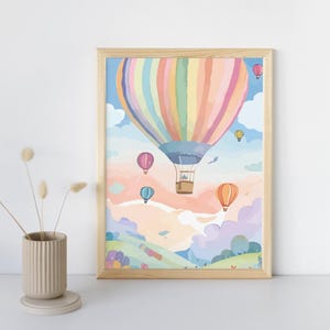 Póster infantil de globos: ilustración delicada, decoración de habitación de bebé, regalo encantador