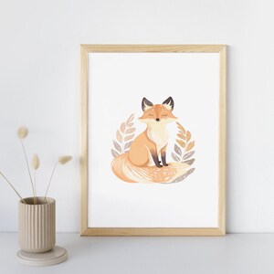 Póster infantil Zorro - Ilustración delicada, decoración para habitación de bebé, regalo encantador