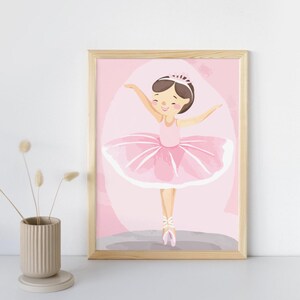 Póster infantil de bailarina: ilustración delicada, decoración de habitación de bebé, regalo encantador