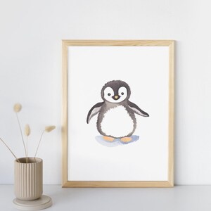Póster infantil de pingüino: ilustración delicada, decoración de habitación de bebé, regalo encantador