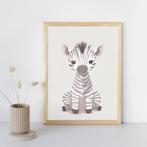 Póster infantil de cebra: ilustración delicada, decoración de habitación de bebé, regalo encantador