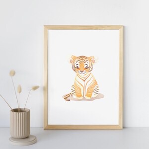 Póster infantil Tigre - Ilustración delicada, decoración para habitación de bebé, regalo encantador