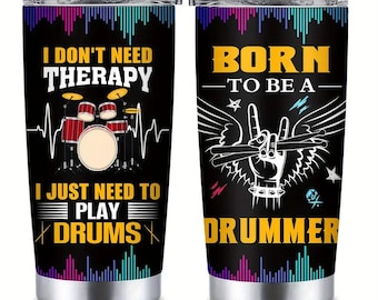 20 oz roestvrijstalen drumbeker - geïsoleerde reiskoffiemok, perfect cadeau voor drummers, mannen en vrouwen, alleen met de hand wassen